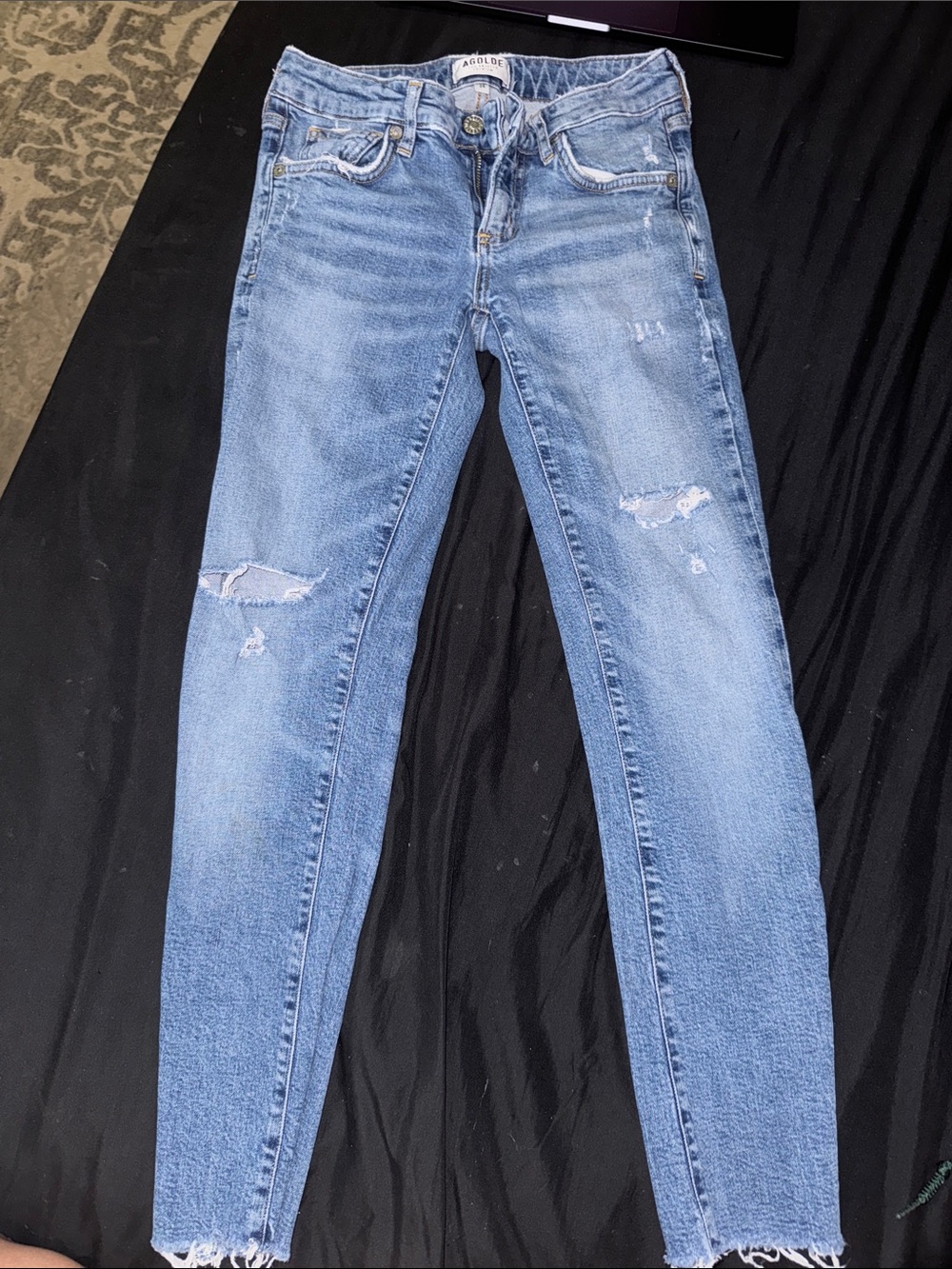 Agolde Light Wash Ripped Skinny Jeans